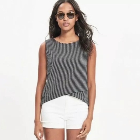 Madewell Striped Crossover Tank Black White - Picture 7 of 7